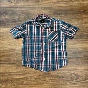 Shaun White Boys Button Down Shirt XS Plaid Short Sleeve Red Blue Check